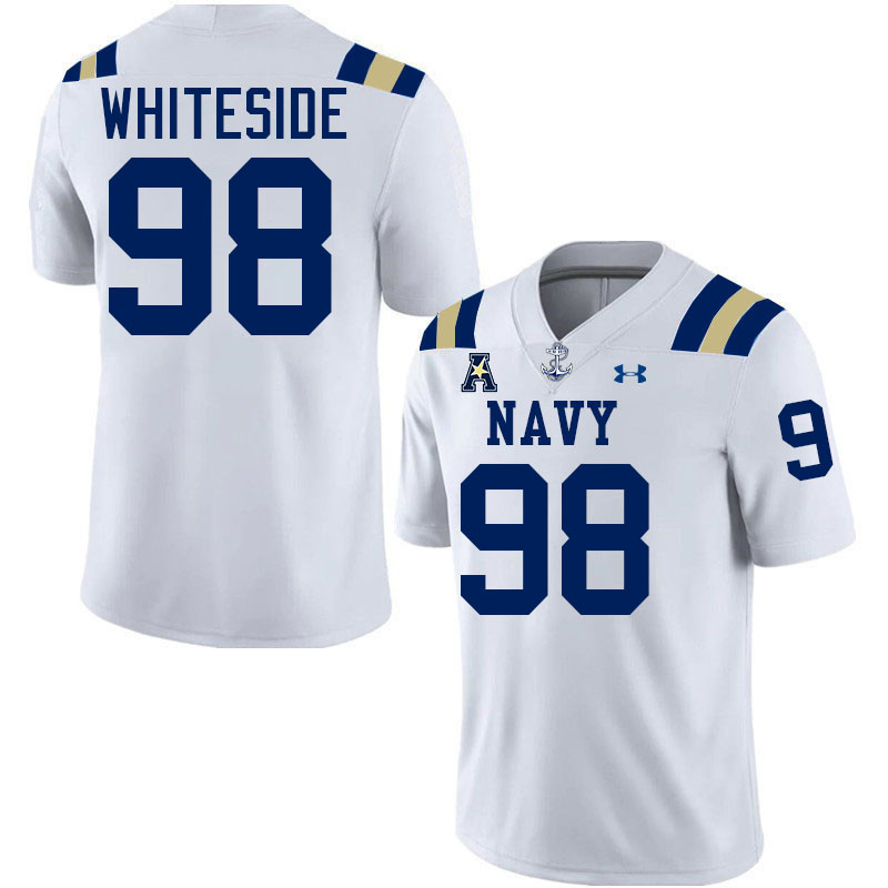 Navy Midshipmen #98 Kendall Whiteside College Football Jerseys,Apparels Stitched-White Navy Midshipmen #98 Kendall Whiteside College Football Jerseys,Apparels Stitched-White